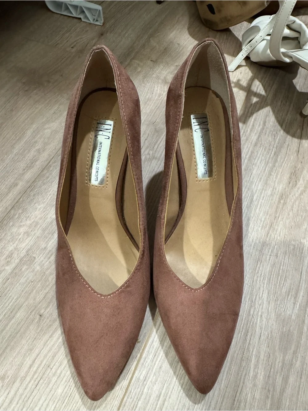 INC Pointed Toe Suede Pumps in Brown